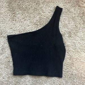 Black one shoulder crop top